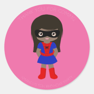 Superhero Kids Girls Geburtstagsparty Pink Sticker