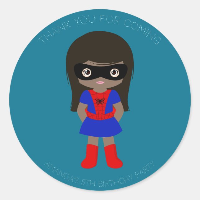 Superhero Kids Girls Geburtstagsparty Sticker (Vorderseite)