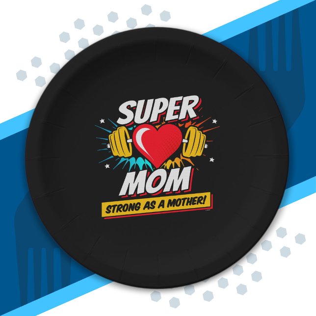 Superhero-Mama - stark wie eine Mutter - Super-Mam Pappteller (Von Creator hochgeladen)