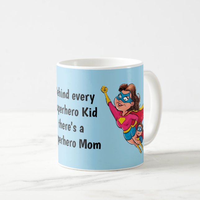 Superhero Mama und Kind Personalisiert Kaffeetasse (VorderseiteRechts)