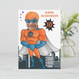 Superhero Muscle Man Orange Bester Spaß Geburtstag Einladung
