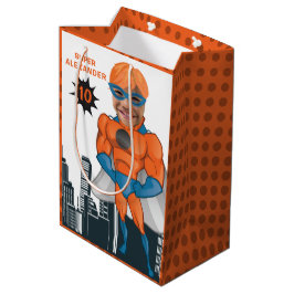Superhero Muscle Man Orange Bester Spaß Geburtstag Mittlere Geschenktüte