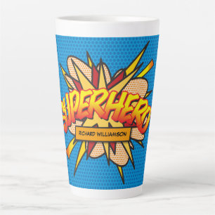 SUPERHERO Name Fun Retro Comic Pop Kunst Milchtasse