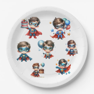 Superhero Paper Plate Boy Birthday Party Tableware Pappteller