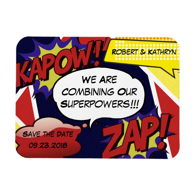 Superhero Parody Save the Date Wedding Magnet (Horizontal)
