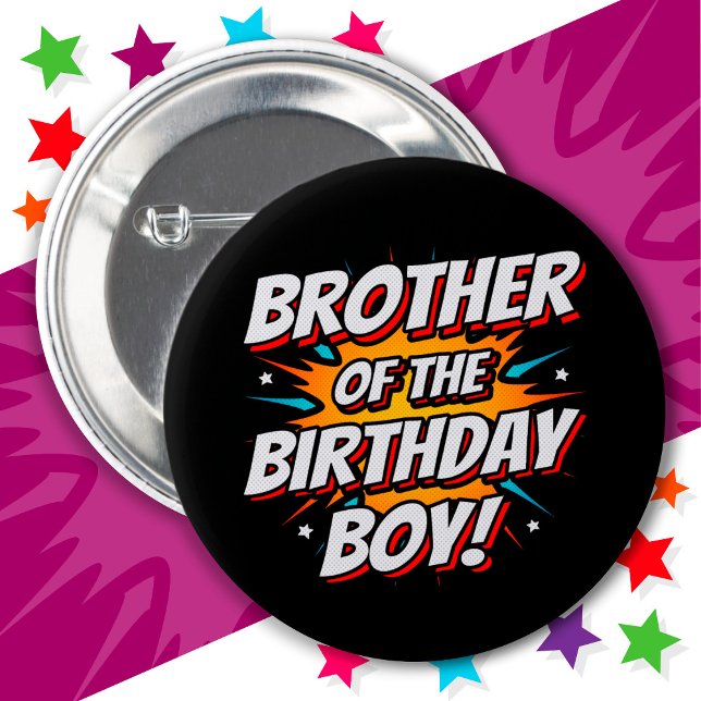 Superhero Party Comic Bruder von Birthday Boy Button (Von Creator hochgeladen)