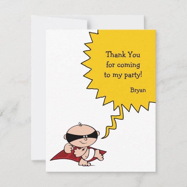 Superhero-Party danken Ihnen zu kardieren Dankeskarte (Vorderseite)