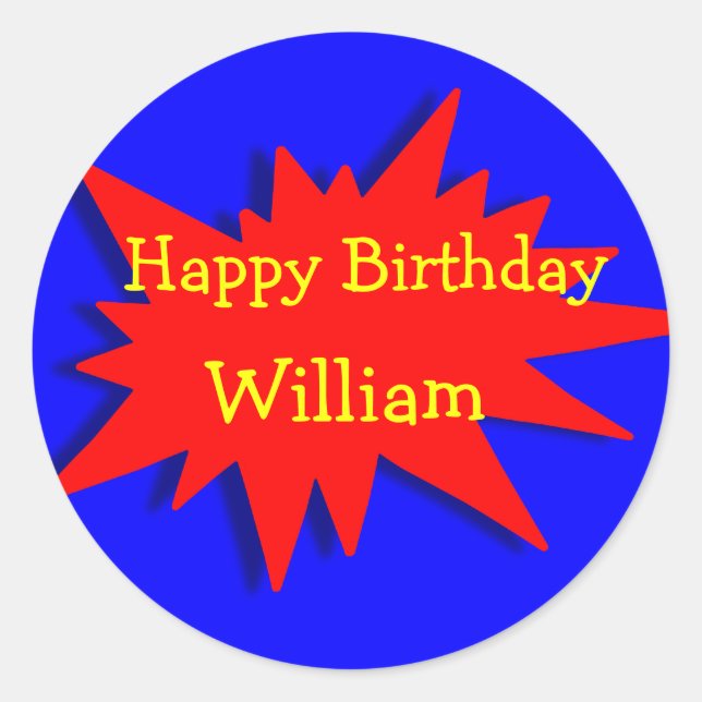 Superhero Party Theme Red Blue Runder Aufkleber (Vorderseite)