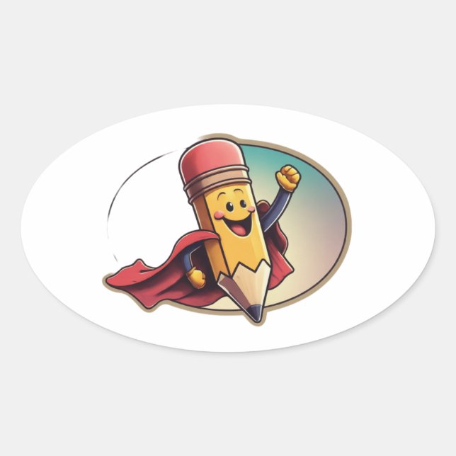 Superhero Pencil Oval Stickers (Vorderseite)