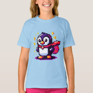 Superhero Penguin Niedlicher Pixel Art Character D T-Shirt
