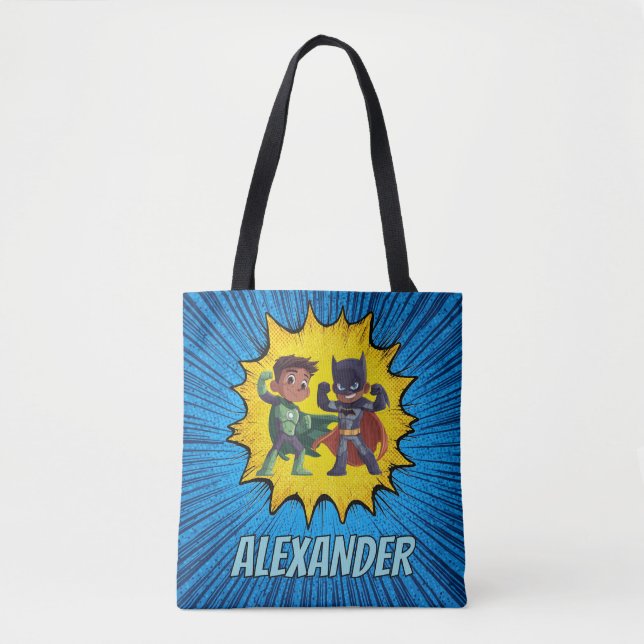Superhero Personalised Boys Tote Bag Custom Name (Vorderseite)
