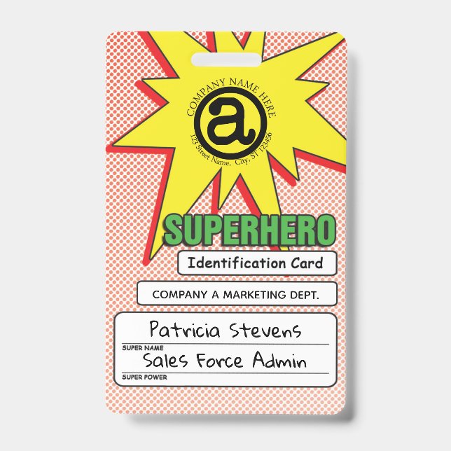 Superhero PVC-Identifikations-Abzeichen Ausweis (Vorderseite)