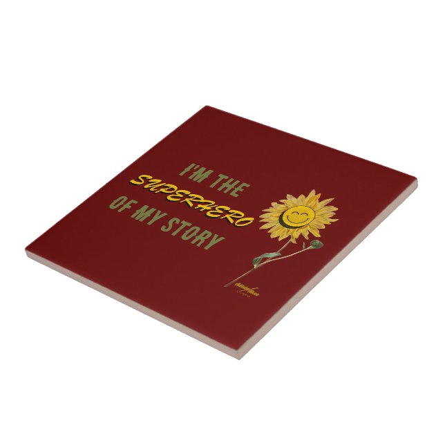 Superhero Red Keramik Tile von Poet Adiela Akoo Fliese (Seite)