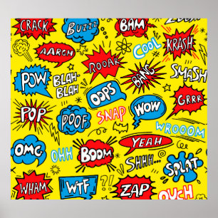 Superhero Saga: Niedliche Comic-Muster Poster