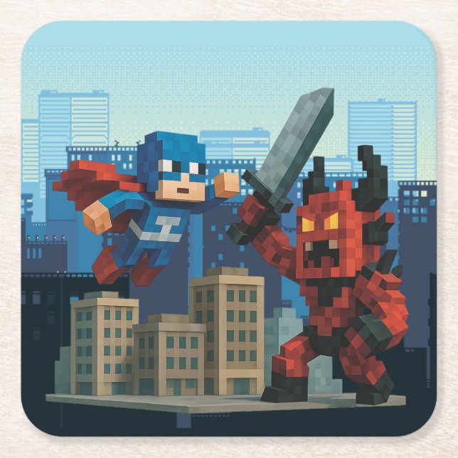 Superhero Skyblade Showdown Tote Bag Rechteckiger Pappuntersetzer (Vorderseite)