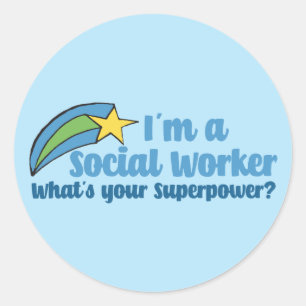 Superhero Social Worker Runder Aufkleber