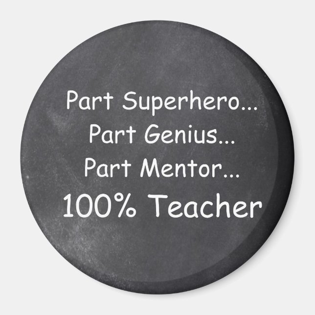 Superhero Teacher Genius Mentor Chalkboard Geschen Magnet (Vorne)