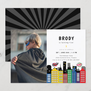 Superhero Thema Geburtstag Foto Einladung