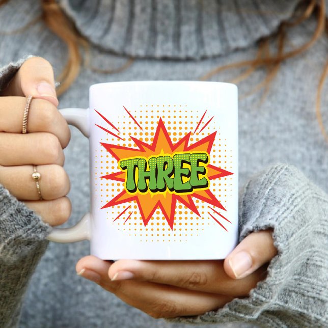 Superhero Theme kids 3rd Happy Birthday Party Cool Zweifarbige Tasse (Superhero Theme kids 3rd Happy Birthday Party Cool Two-Tone Coffee Mug)