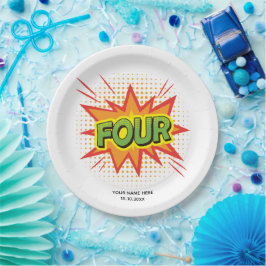Superhero Theme Kids Elegantes 4. Geburtstags-Part Pappteller