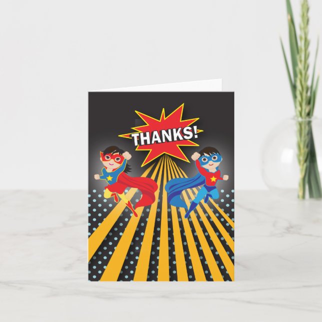 Superhero | Twins Dankeschön Card Dankeskarte (Vorderseite)