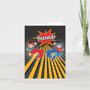 Superhero Twins Dankeschön Card Dankeskarte