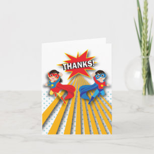 Superhero Twins Dankeschön Card Dankeskarte