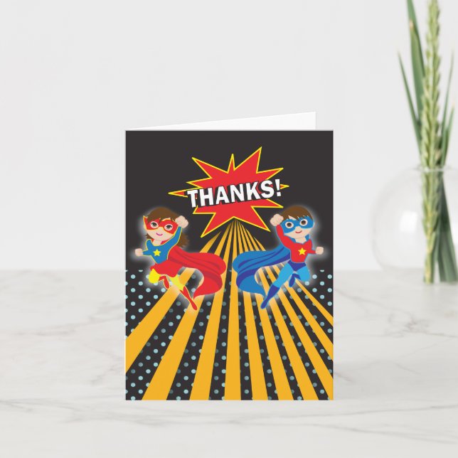 Superhero | Twins Dankeschön Card Dankeskarte (Vorderseite)