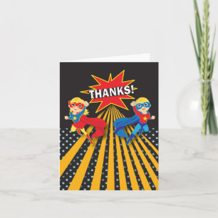 Superhero Twins Dankeschön Card Dankeskarte