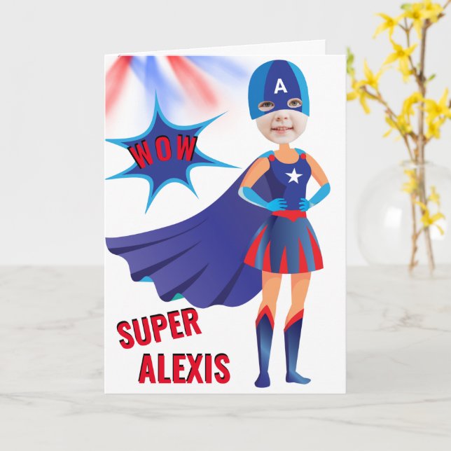 Superhero USA Atemberaubend Girl Phantastisch Gebu Karte (Gelbe Blume)