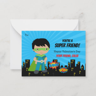 Superhero Valentine Card - Boys Dark Skin Mitteilungskarte