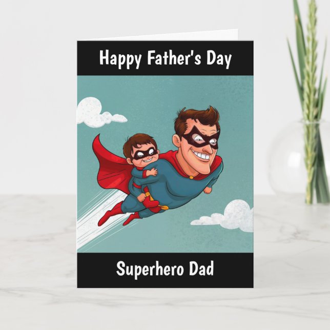 Superhero Vater Personalisierter Vater Tag Karte (Vorderseite)