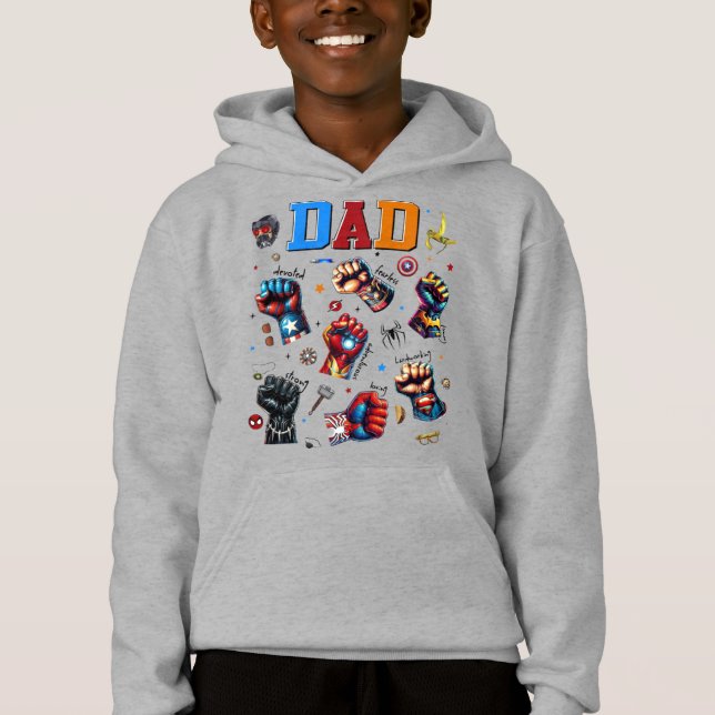 Superhero Vater Power Fists Hoodie (Vorderseite)