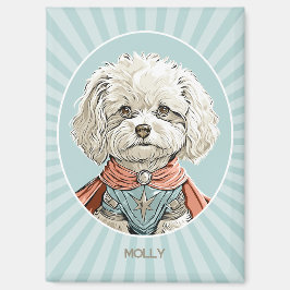 Superhero White Bichon Frisé Dog Personalisiert Magnet