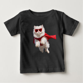Superhero White Persian Cat Baby T-shirt