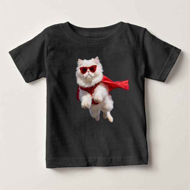 Superhero White Persian Cat Baby T-shirt (Vorderseite)