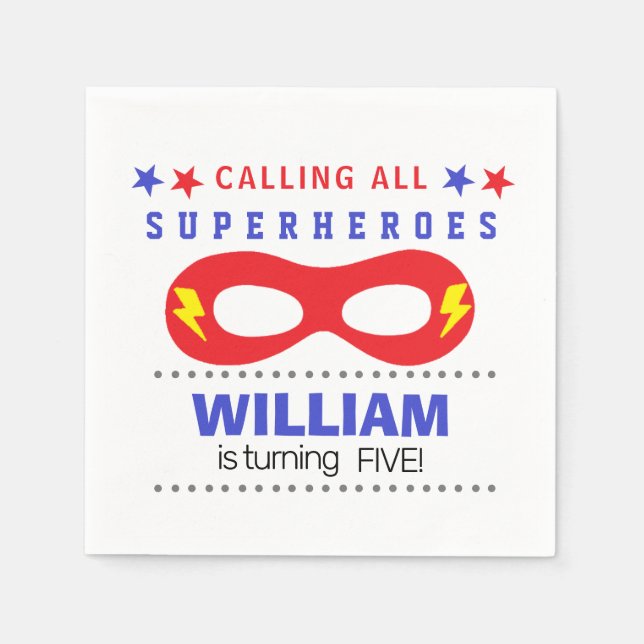 Superheros Party Happy Birthday Serviette (Vorderseite)