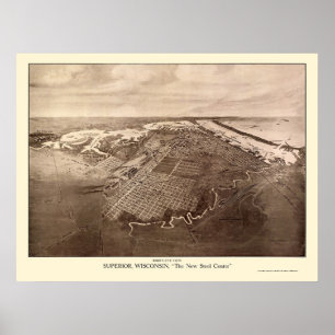 Superior, WI Panorama Karte - 1913 Poster