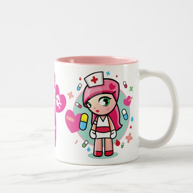 Superkawaii Krankenschwester Zweifarbige Tasse (Rechts)