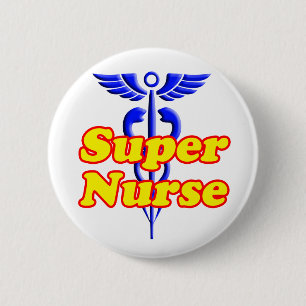 Superkrankenschwester mit Caduceus Button