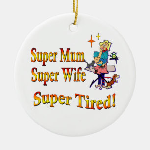 Supermama, Ehefrau, ermüdet. Entwurf für Keramikornament