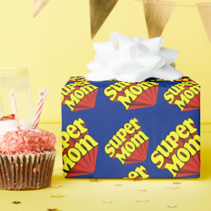 SuperMama rot/Gelb/der blaue Tag der Geschenkpapier