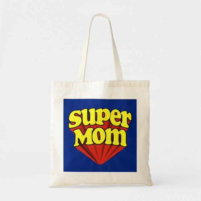 SuperMama rot/Gelb/der blaue Tag der Tragetasche (Vorne)