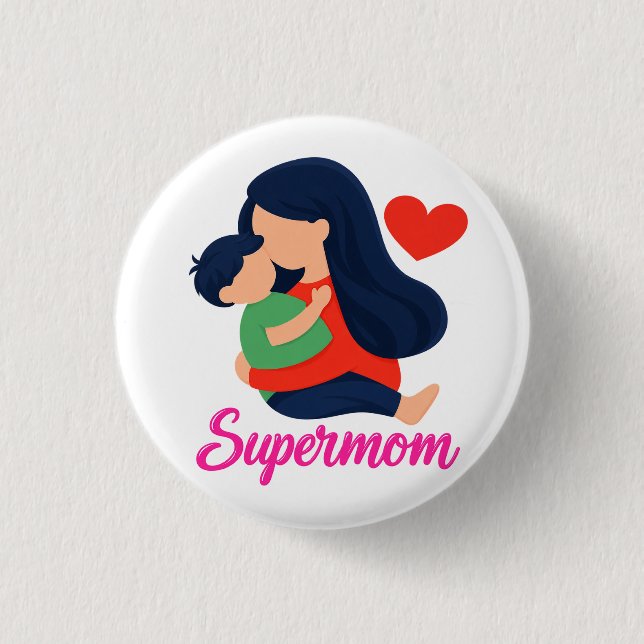 Supermama Süße Mutter-und-Kind-Nadel Button (Vorderseite)