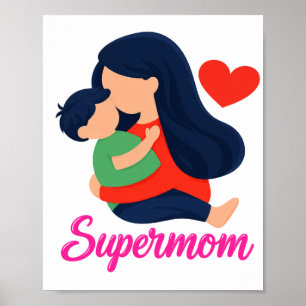 Supermama Süße Mutter-und-Kind Poster Druck
