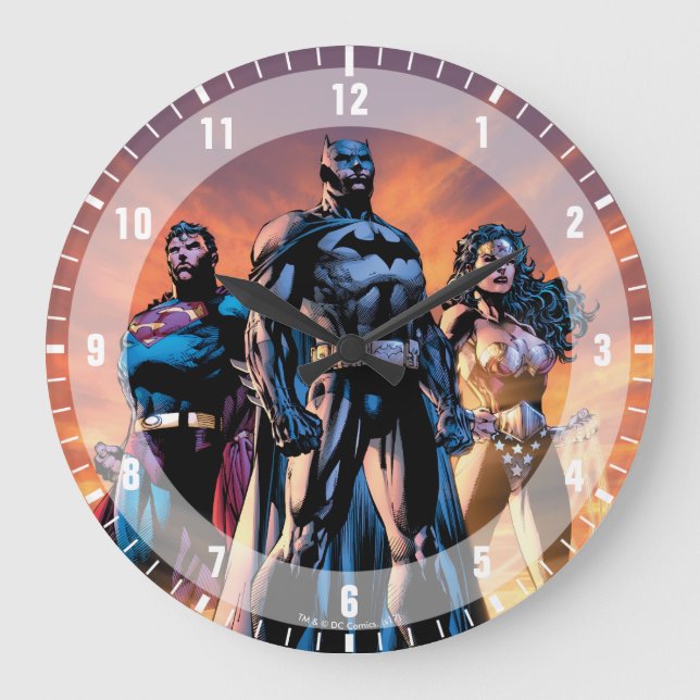 Superman, Batman & Wonder Woman Trinity Große Wanduhr (Vorderseite)