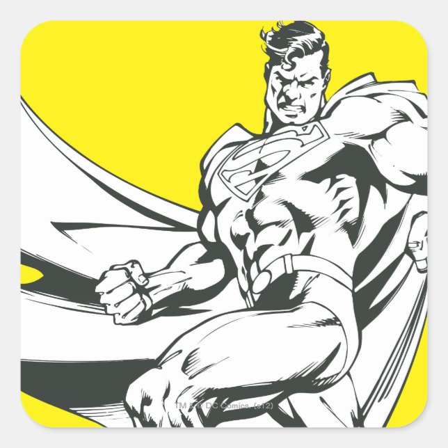 Superman Black and White 2 Quadratischer Aufkleber (Vorderseite)