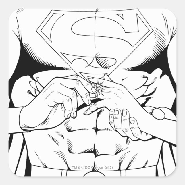 Superman Black and White 3 Quadratischer Aufkleber (Vorderseite)