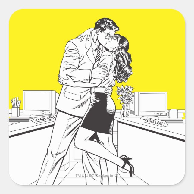 Superman Black and White 5 Quadratischer Aufkleber (Vorderseite)