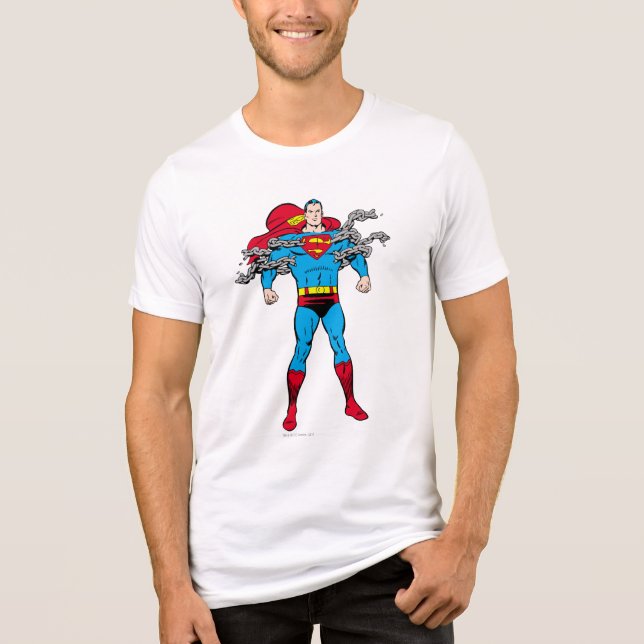 Superman Breaks Chains Tri-Blend Shirt (Vorderseite)